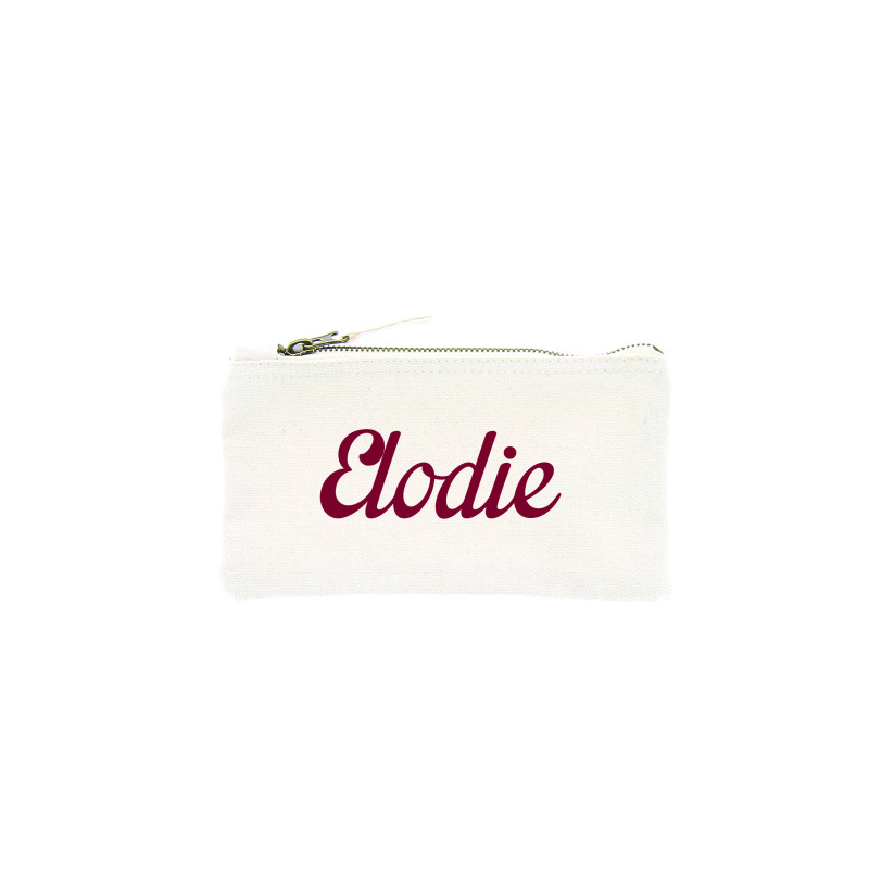 Trousse coton personnalisée S crème écriture rouge bordeaux